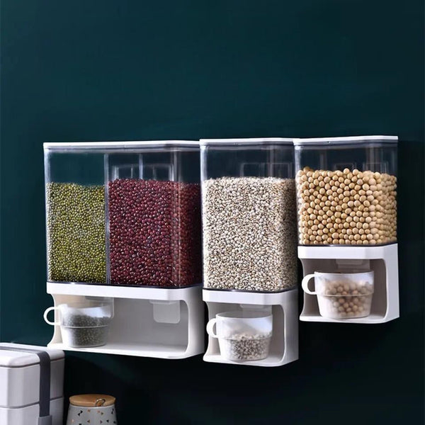 Wall Mount Cereal Dispenser, Multi Grain Dispenser Bucket (2Pcs Set)